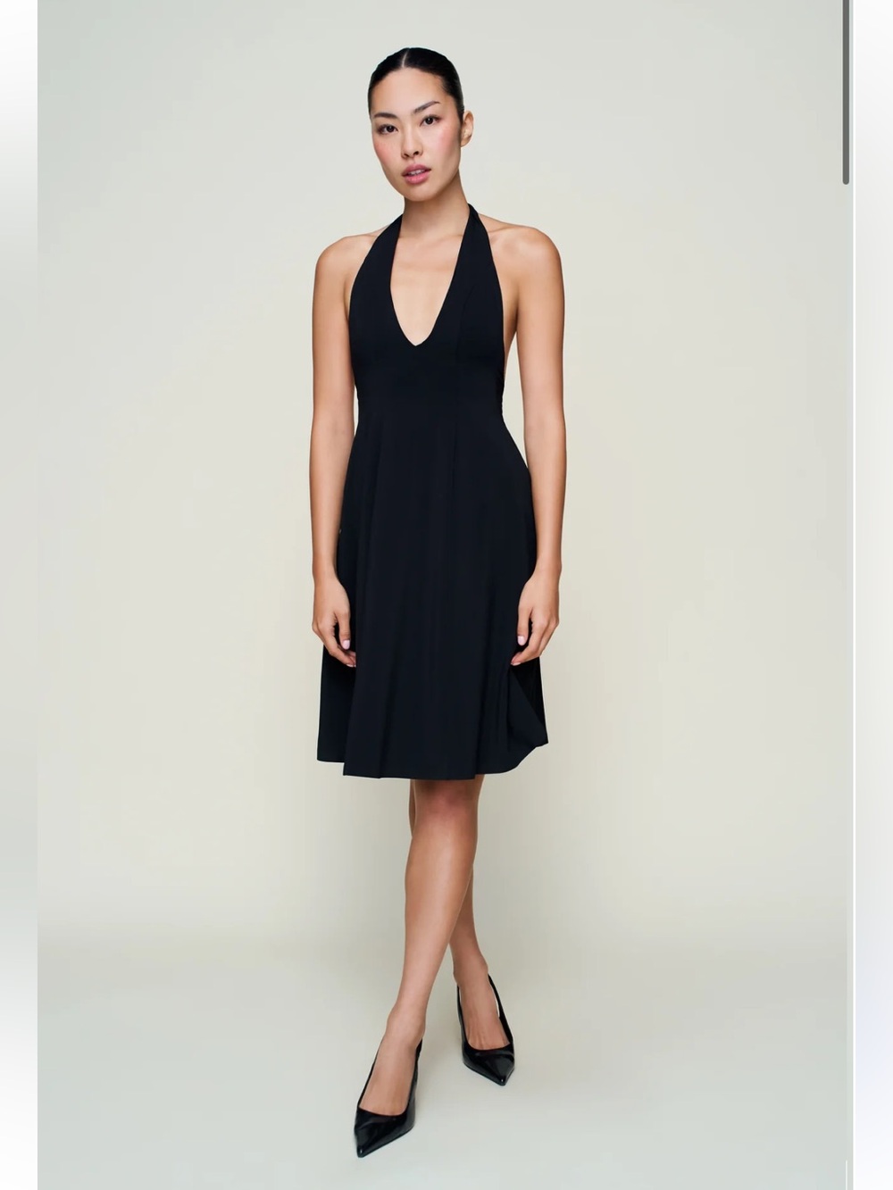 Danielle Guizio Halter dress little black A line mini backless open back